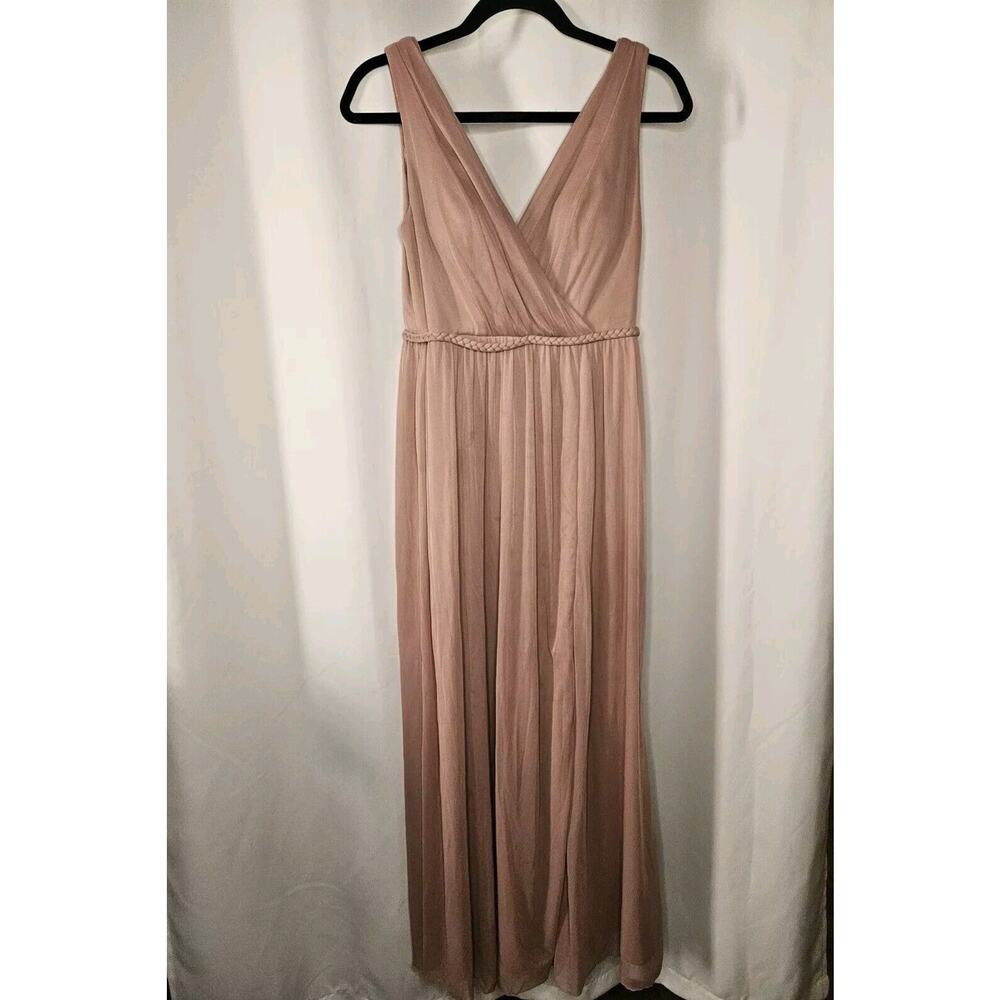 Azazie Womens Tanicia Bridesmaids Dress Pink Pleated Sleeveless Slit Zip Size A6